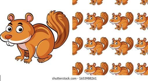 Seamless background design with cute squirrel illustration