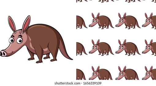 Seamless background design with cute tapir illustration