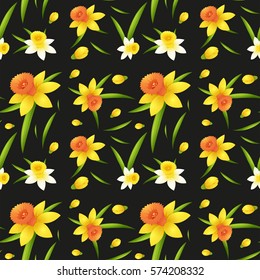 Seamless background design with daffodil flowers illustration