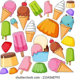 Diseño de fondo sin inconvenientes con diferentes ilustraciones de helado