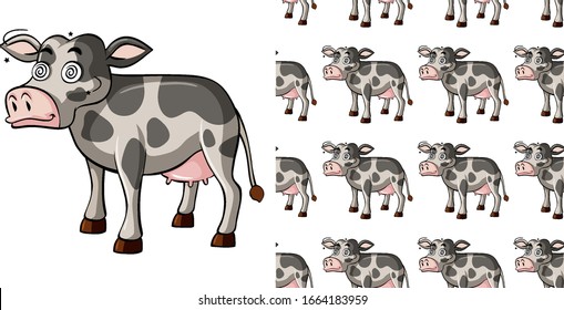 Diseño de fondo sin inconvenientes con ilustración mareada de vaca