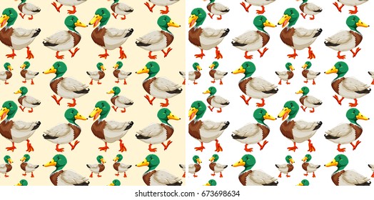 Seamless background design with ducks illustration