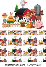 Diseño de fondo transparente con agricultores e ilustración de granero