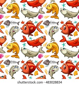 Seamless background design with fish illustration