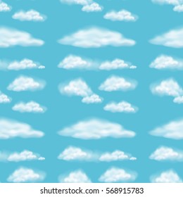 Seamless background design with fluffy clouds illustration