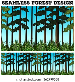 Seamless background design with forest illustration
