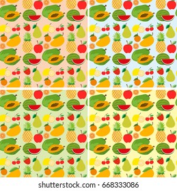 Seamless background design with fresh fruits illustration