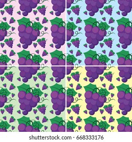Seamless background design with fresh grapes illustration