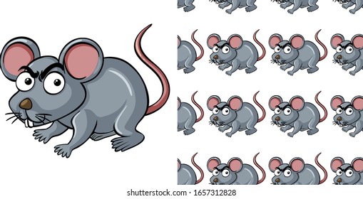 Seamless background design with gray mouse illustration