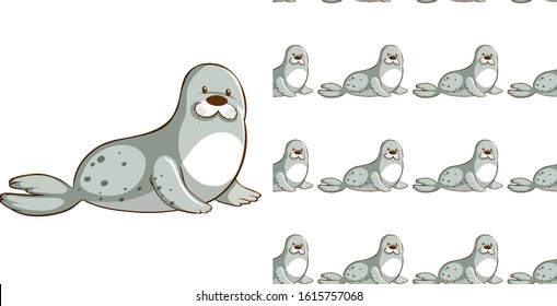 Seamless background design with gray seal illustration