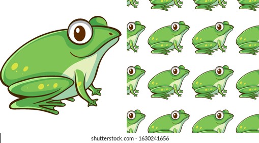 Seamless background design with green frog illustration