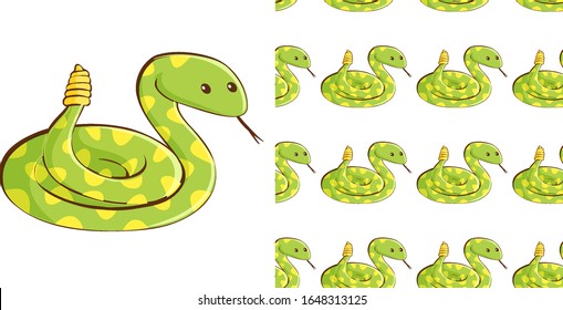 Diseño de fondo impecable con ilustración de serpiente verde