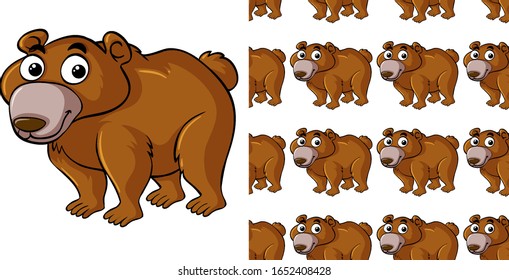 Seamless background design with grizzly bear illustration