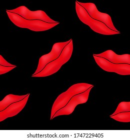 Seamless background for design. Lips, mouth, kiss, smile. Color illustration. Women's beautiful lips.