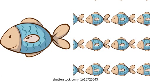 Seamless background design with little fish illustration