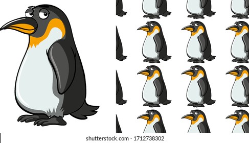 Seamless background design with little penguin illustration