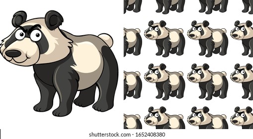 Seamless background design with mad panda illustration