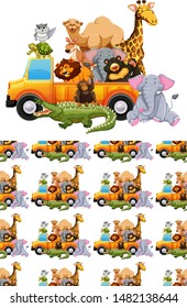 Seamless background design with many animals illustration