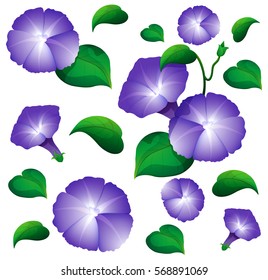 Seamless background design with morning glory flowers illustration