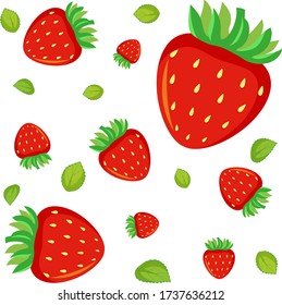 Seamless background design with red strawberry illustration