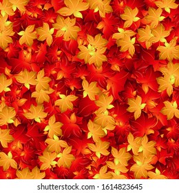 Seamless background design with red and yellow leaves illustration