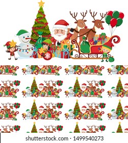 Seamless background design with Santa and reindeers illustration