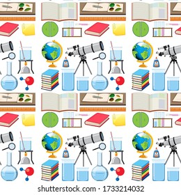 Seamless background design with school equipments illustration