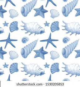 Seamless background design with seashells illustration
