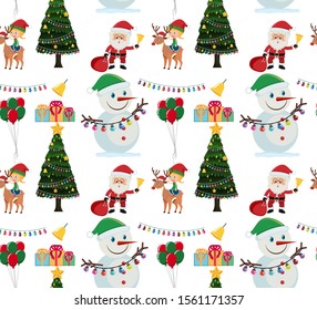 Nahtloses Hintergrunddesign mit Snowman und Baumgrafik