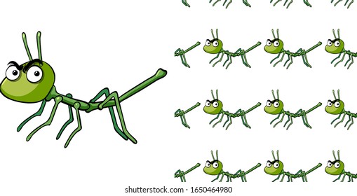 Diseño de fondo sin problemas con ilustración de insecto con palos