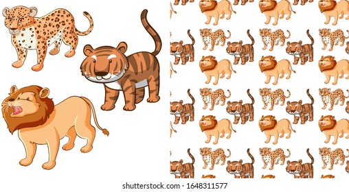 Design de fundo perfeito com tigre e ilustração leão