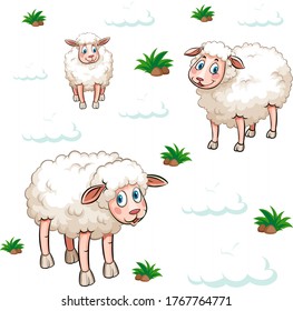 Diseño de fondo sin igual con ilustración de oveja blanca