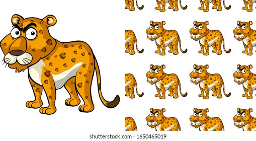 Seamless background design with wild tiger illustration