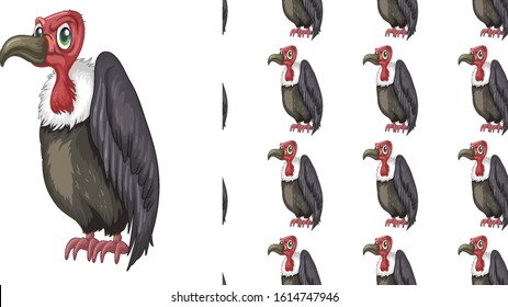 Seamless background design with wild vulture illustration