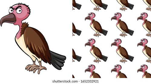 Seamless background design with wild vulture illustration