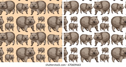 Seamless background design with wombats illustration