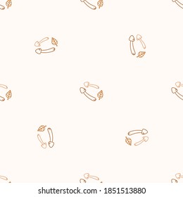 Seamless background destroying angel mushroom gender neutral pattern. Whimsical minimal earthy 2 tone color. kids nursery wallpaper or boho cartoon fungi fashion all over print. 