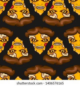 seamless background, devil pizza on black background