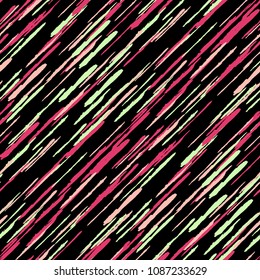 Seamless Background with Diagonal Stripes. Abstract Texture with Dry Brush Strokes. Scribbled Grunge Pattern for Fabric, Cloth, Textile Rustic Vector Background with Stripes.