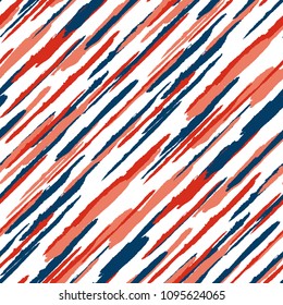Seamless Background with Diagonal Stripes. Abstract Texture with Brush Strokes. Scribbled Grunge Motif for Wallpaper, Print, Textile Trendy Vector Background.