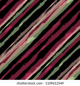 Seamless Background with Diagonal Stripes. Abstract Texture with Dry Brush Strokes. Scribbled Grunge Motif for Wallpaper, Print, Textile Trendy Vector Background with Stripes.