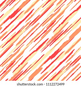 Seamless Background with Diagonal Stripes. Abstract Texture with Dry Brush Strokes. Scribbled Grunge Pattern for Fabric, Print, Textile Trendy Vector Background.