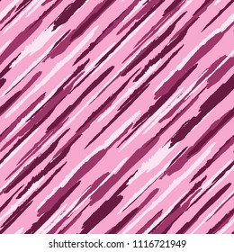 Seamless Background with Diagonal Stripes. Abstract Texture with Dry Brush Strokes. Scribbled Grunge Motif for Fabric, Cloth, Paper Retro Vector Background with Stripes.