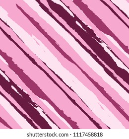 Seamless Background with Diagonal Stripes. Abstract Texture with Dry Brush Strokes. Scribbled Grunge Pattern for Wallpaper, Print, Textile Trendy Vector Background with Stripes.