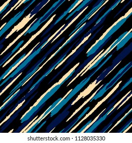 Seamless Background with Diagonal Stripes. Abstract Texture with Brush Strokes. Scribbled Grunge Rapport for Fabric, Print, Textile Retro Vector Background with Stripes.