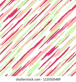 Seamless Background with Diagonal Stripes. Abstract Texture with Dry Brush Strokes. Scribbled Grunge Motif for Fabric, Cloth, Paper Retro Vector Background with Stripes.