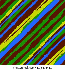 Seamless Background with Diagonal Stripes. Abstract Texture with Brush Strokes. Scribbled Grunge Motif for Fabric, Cloth, Paper Trendy Vector Background with Stripes.