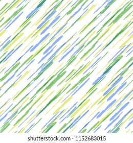 Seamless Background with Diagonal Stripes. Abstract Texture with Dry Brush Strokes. Scribbled Grunge Pattern for Fabric, Cloth, Textile Rustic Vector Background.
