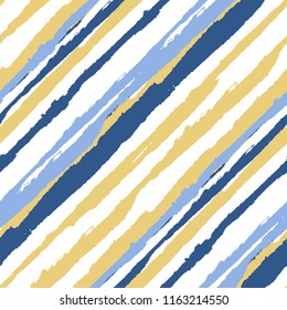 Seamless Background with Diagonal Stripes. Abstract Texture with Dry Brush Strokes. Scribbled Grunge Pattern for Fabric, Cloth, Textile Trendy Vector Background.