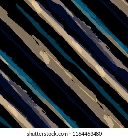 Seamless Background with Diagonal Stripes. Abstract Texture with Dry Brush Strokes. Scribbled Grunge Pattern for Fabric, Print, Textile Rustic Vector Background with Stripes.
